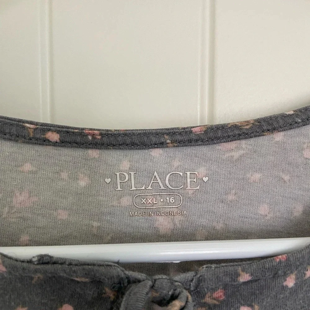 Children’s Place‎ girl’s gray floral lace tshirt dress — XXL